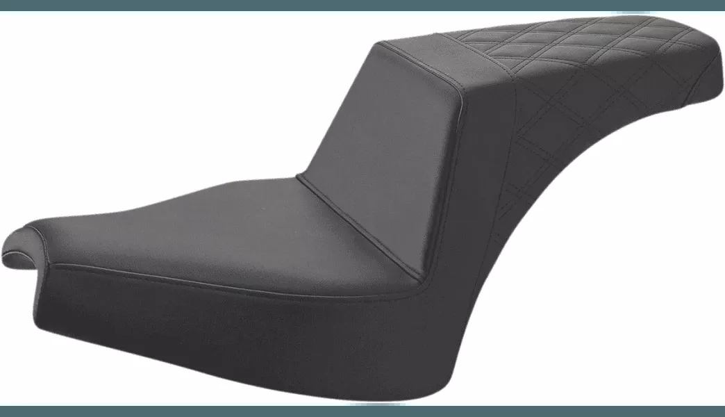 Saddleman Step Up Seat for '21-Up Indian Chief Models - Front Smooth/Rear Lattice Black