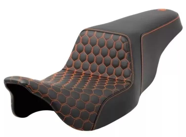 Saddlemen Extended Reach Honeycomb Step Up Seat for '08-Up Harley Davidson Touring Models - Blue Stitching (Not for 2023/24 CVO Models)