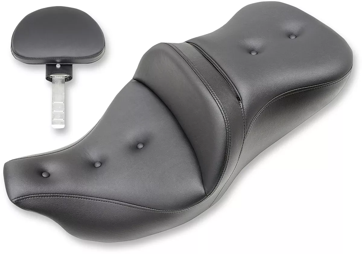 SADDLEMEN Extended Reach Roadsofa™ Seat with Pillow Top and Backrest for FL '08-'24 – Part Number 808-07B-183BR