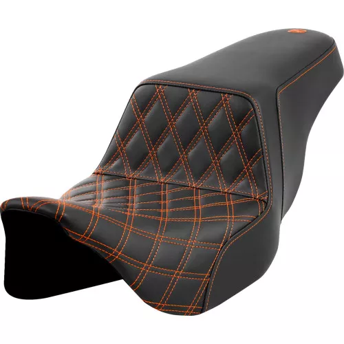 Saddlemen Front LS Step-Up Seat for 2008-2023 Harley Touring - Orange Stitch