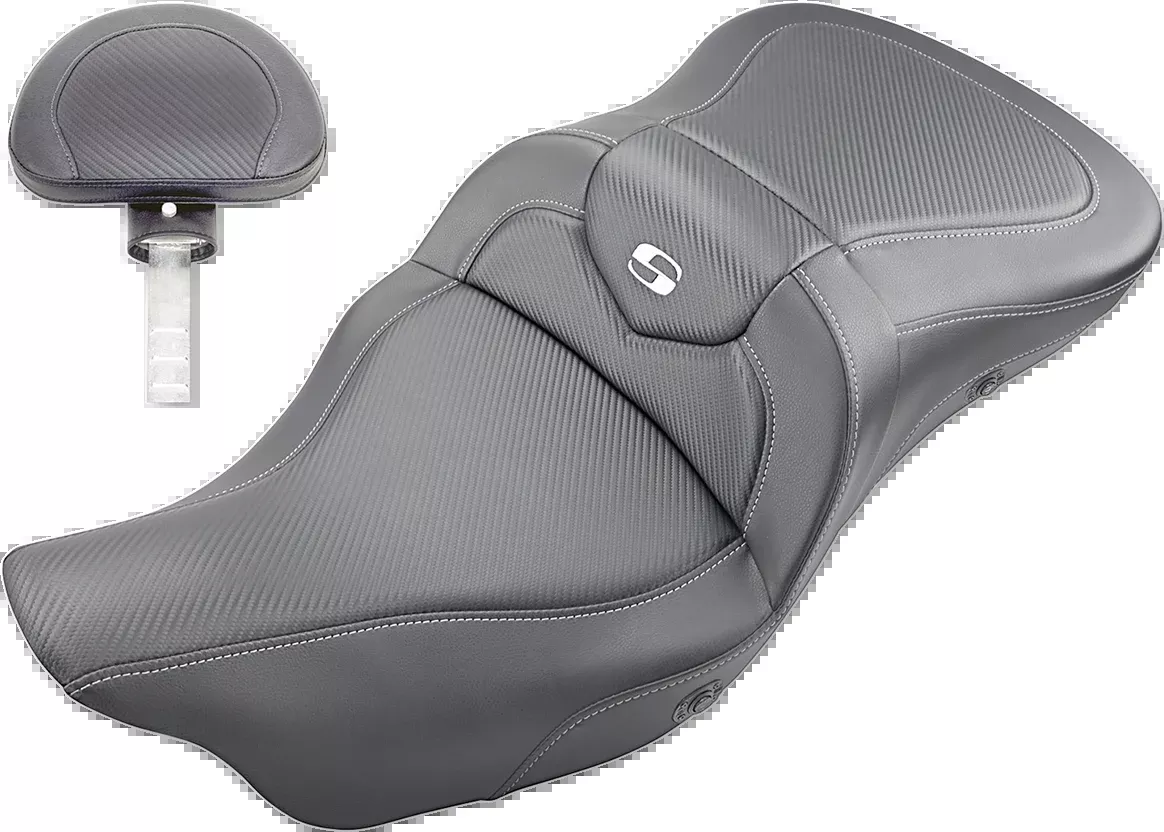 SADDLEMEN Heated Roadsofa™ Seat with Backrest for FL 2008-2024 – Carbon Fiber and SaddleHyde™ by SADDLEMEN Part 808-07B-185BRHC