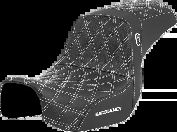 Saddlemen Pro Series SDC Performance Seat - Carbon Fiber/Lumbar Gripper - White Stitch - Dyna '06-'17 - SC80604WHI