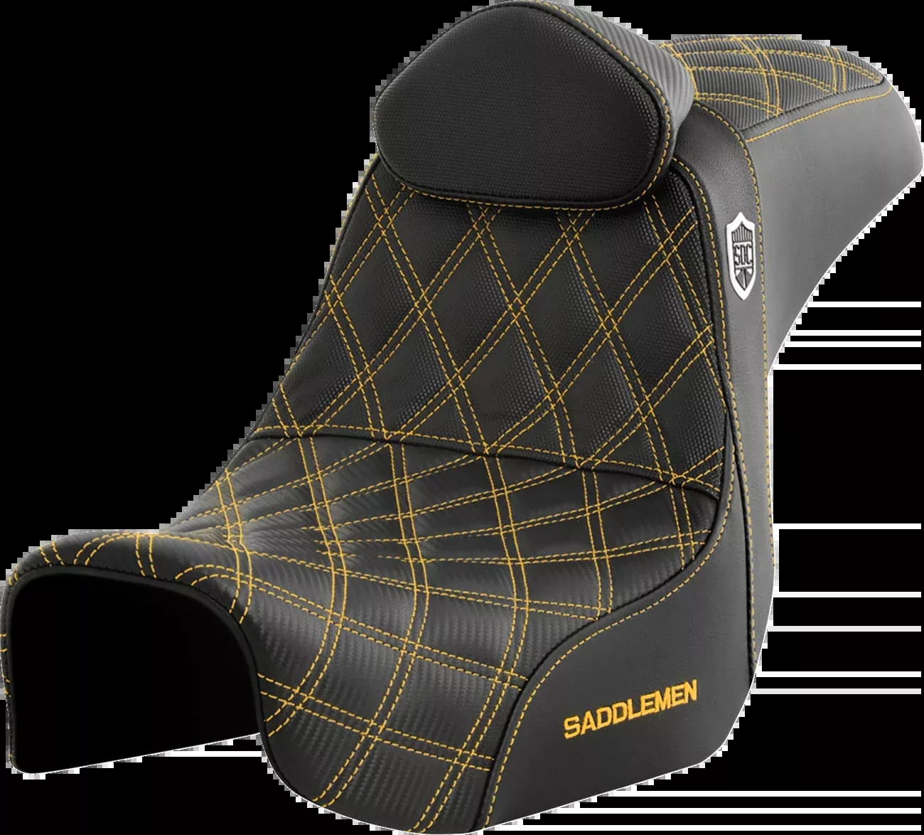 Saddlemen Pro Series SDC Performance Seat - w/ Backrest - Gold Stitch - Dyna '06-'17 - SC80604GOLRT