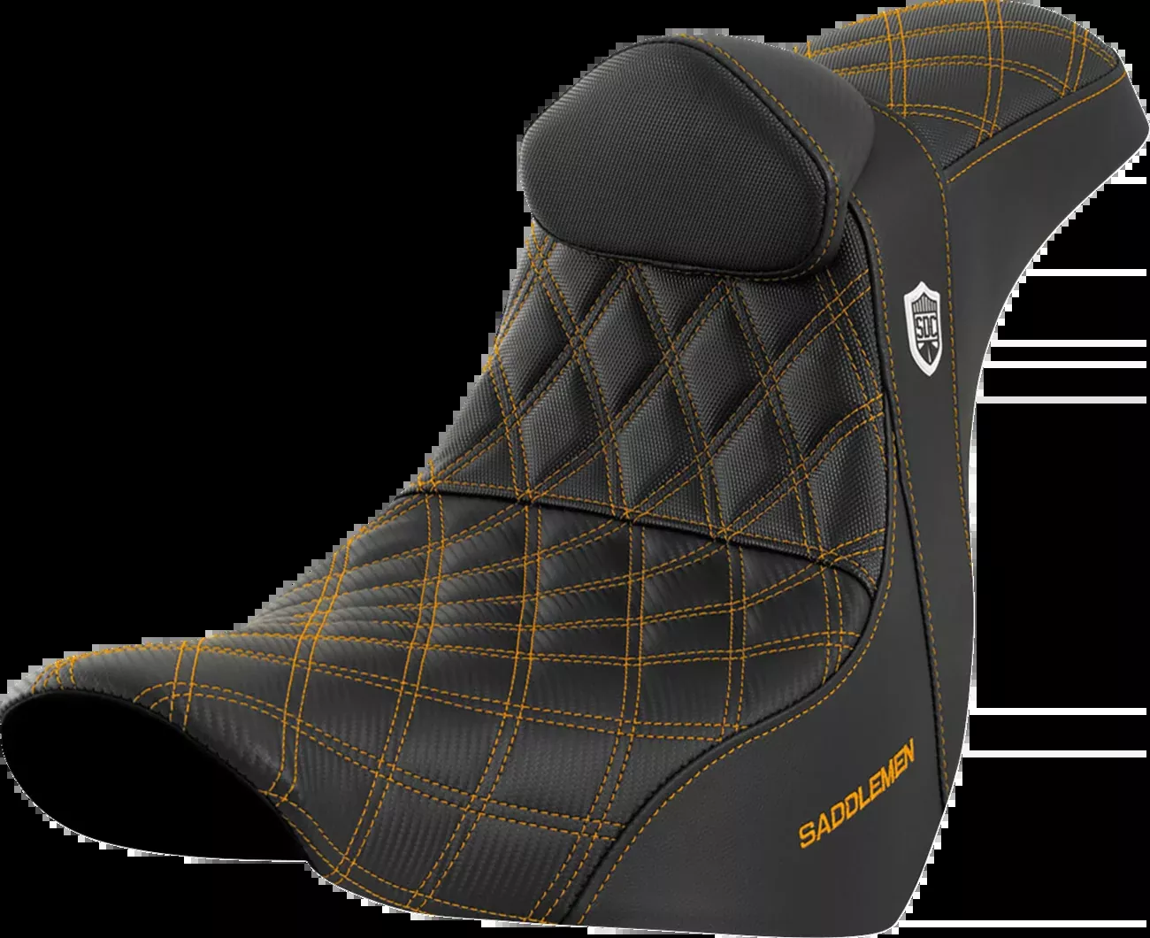 Saddlemen Pro Series SDC Performance Seat - w/ Backrest - Gold Stitch - FL/FX '18-'23 - SC81829GOLRT