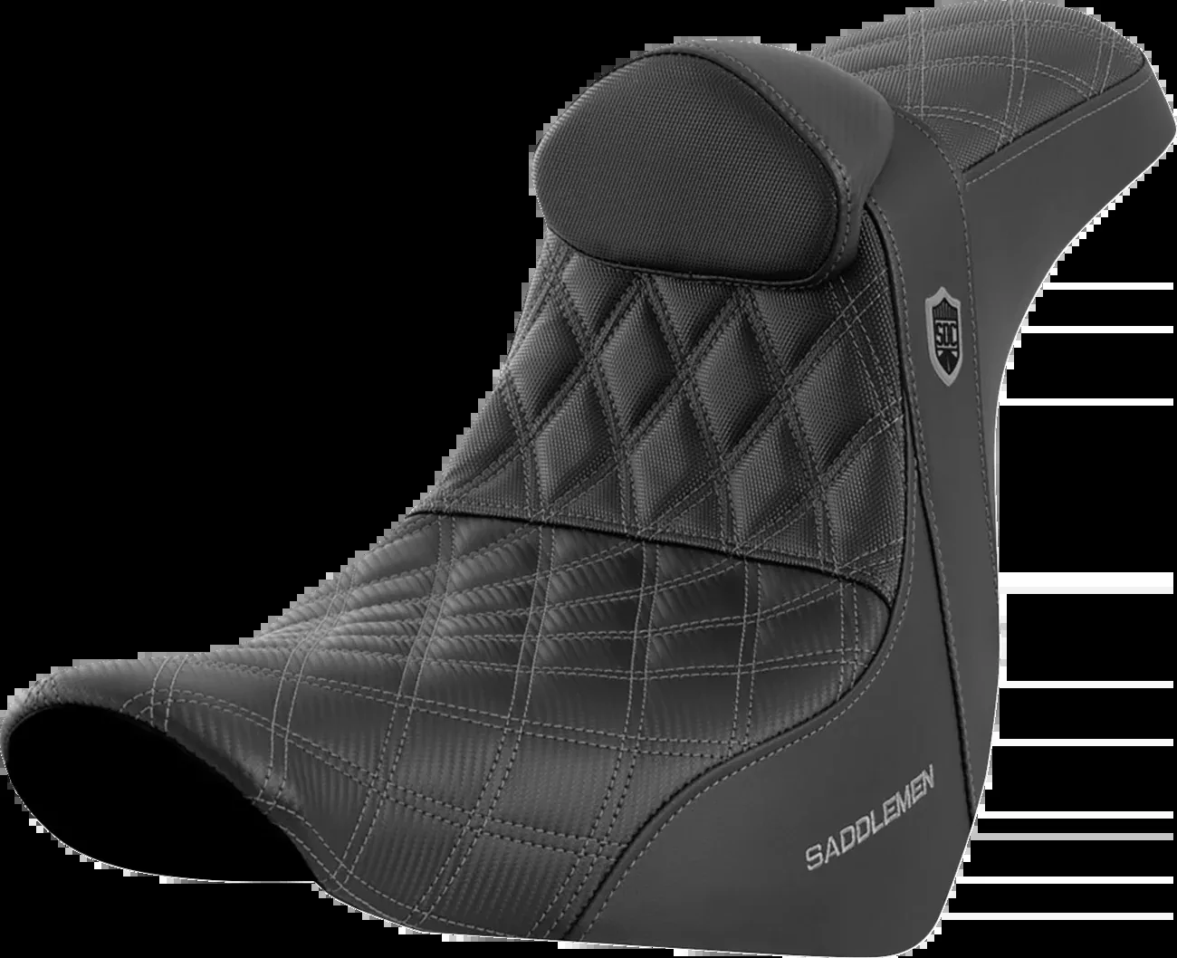 Saddlemen Pro Series SDC Performance Seat - w/ Backrest - Gray Stitch - FL/FX '18-'23 - SC81829GRERT