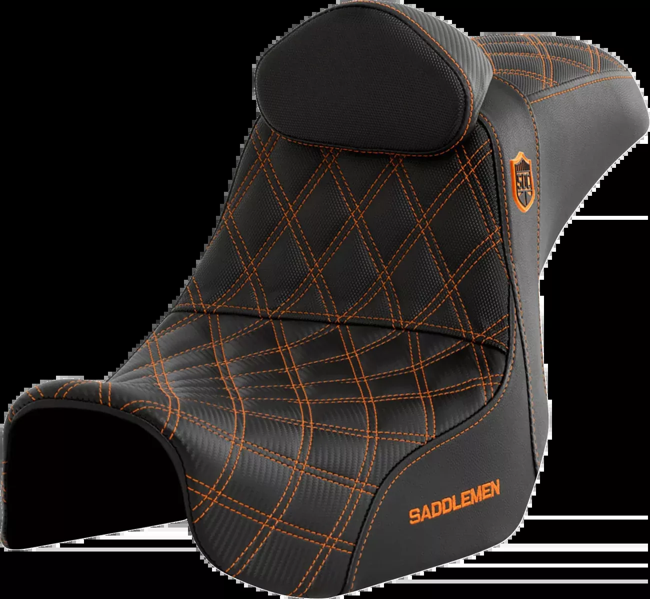 Saddlemen Pro Series SDC Performance Seat - w/ Backrest - Orange Stitch - Dyna '06-'17 - SC80604ORART