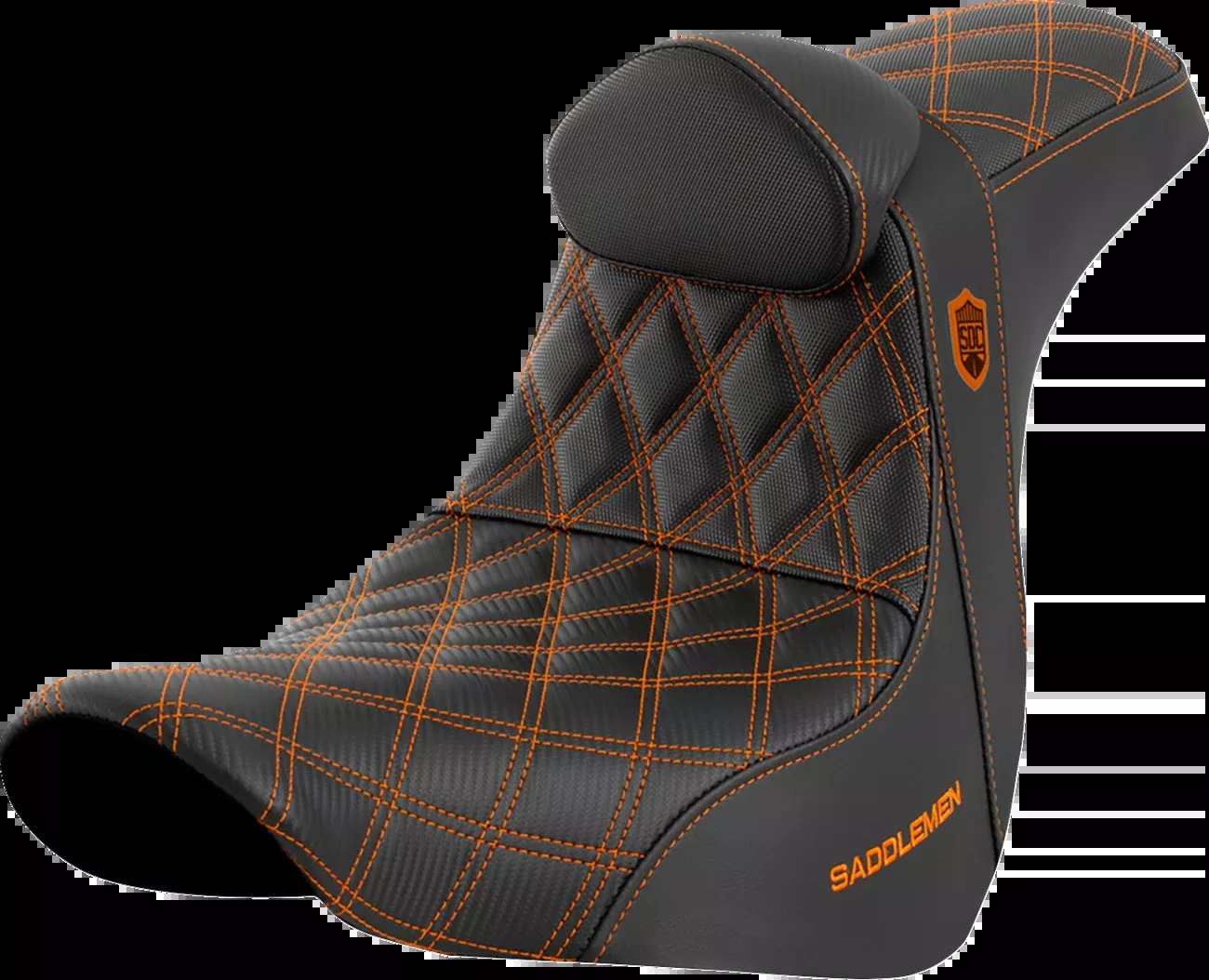 Saddlemen Pro Series SDC Performance Seat - w/ Backrest - Orange Stitch - FL/FX '18-'23 - SC81829ORART