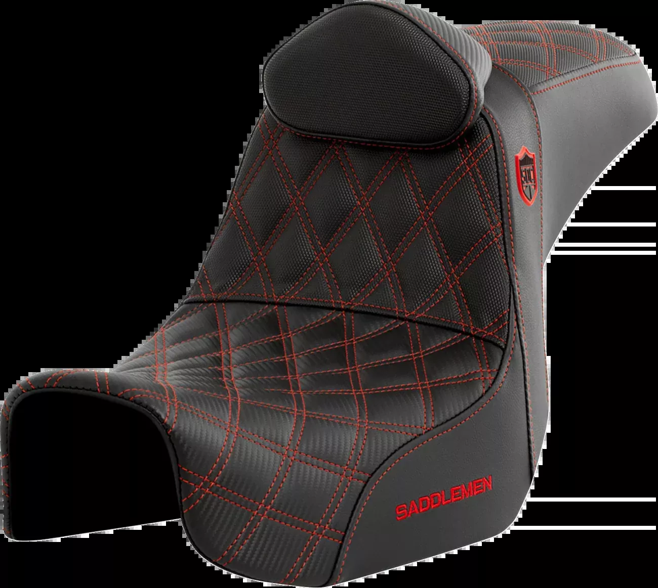 Saddlemen Pro Series SDC Performance Seat - w/ Backrest - Red Stitch - Dyna '06-'17 - SC80604REDRT