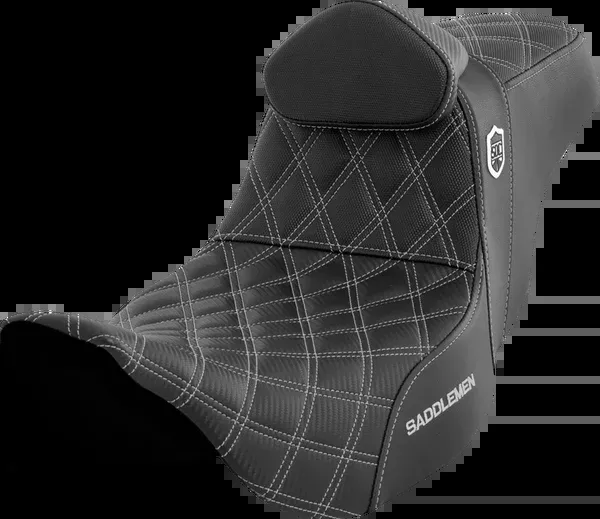 Saddlemen Pro Series SDC Performance Seat - w/ Backrest - Silver Stitch - FLH/FLT '08-'23 - SC80807SILRT