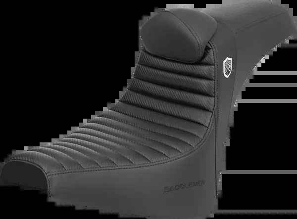 Saddlemen Pro Series SDC Performance Seat - w/ Backrest - Tuck-n-Roll/Carbon Fiber - Gripper - FLH/FLT '08-'23 - SC80807TB