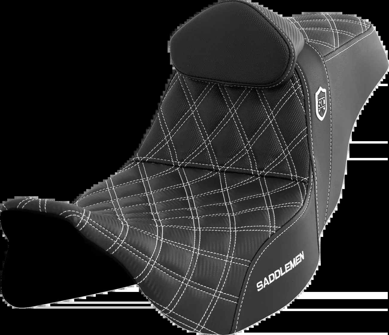 Saddlemen Pro Series SDC Performance Seat - w/ Backrest - White Stitch - FLH/FLT '08-'23 - SC80807WHIRT