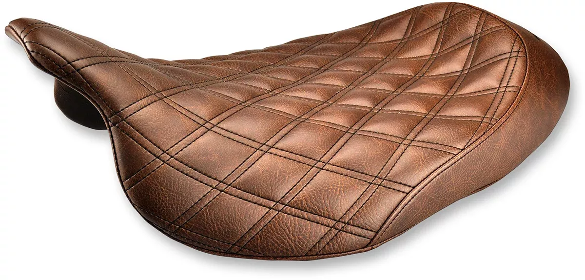 SADDLEMEN Renegade Solo Seat with GelCore Technology for Harley FL 2008-2024, Lattice Stitched Brown – Part 808-07B-002BLS