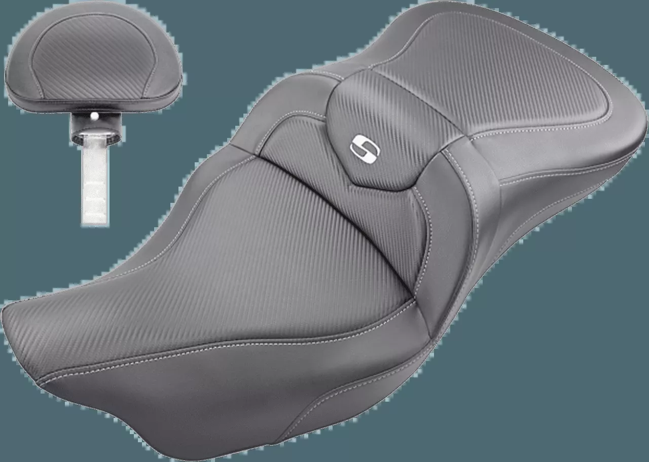 Saddlemen Road Sofa CF Seat with Removable Backrest for '08-Up Harley Davidson Touring (Not for '24-Up FLHX/FLTR Models)