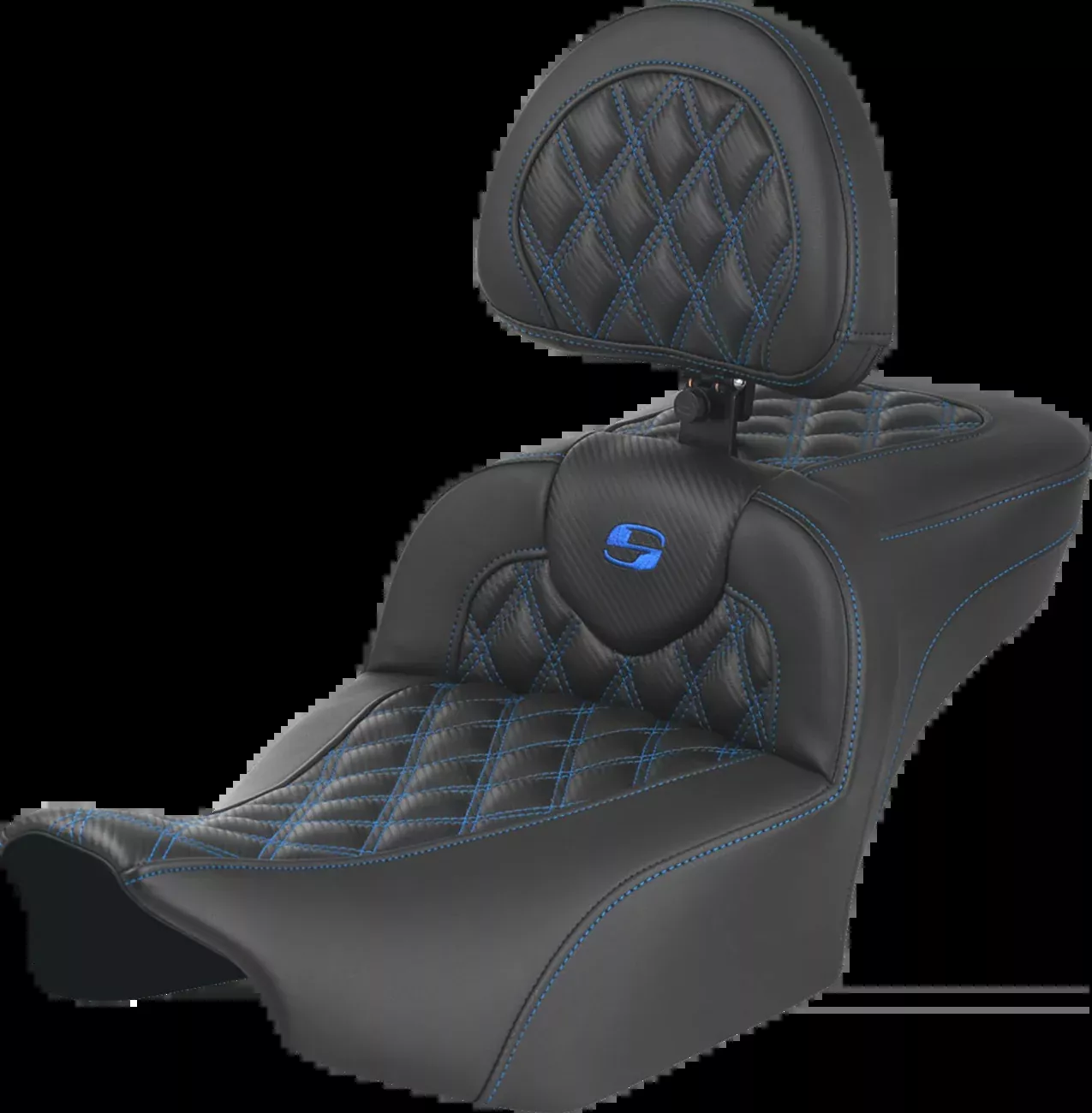 SADDLEMEN Roadsofa™ Extended Reach Seat with Backrest for FLTR/FLHX 2023-2024 – Stitch, Lattice Design, Part