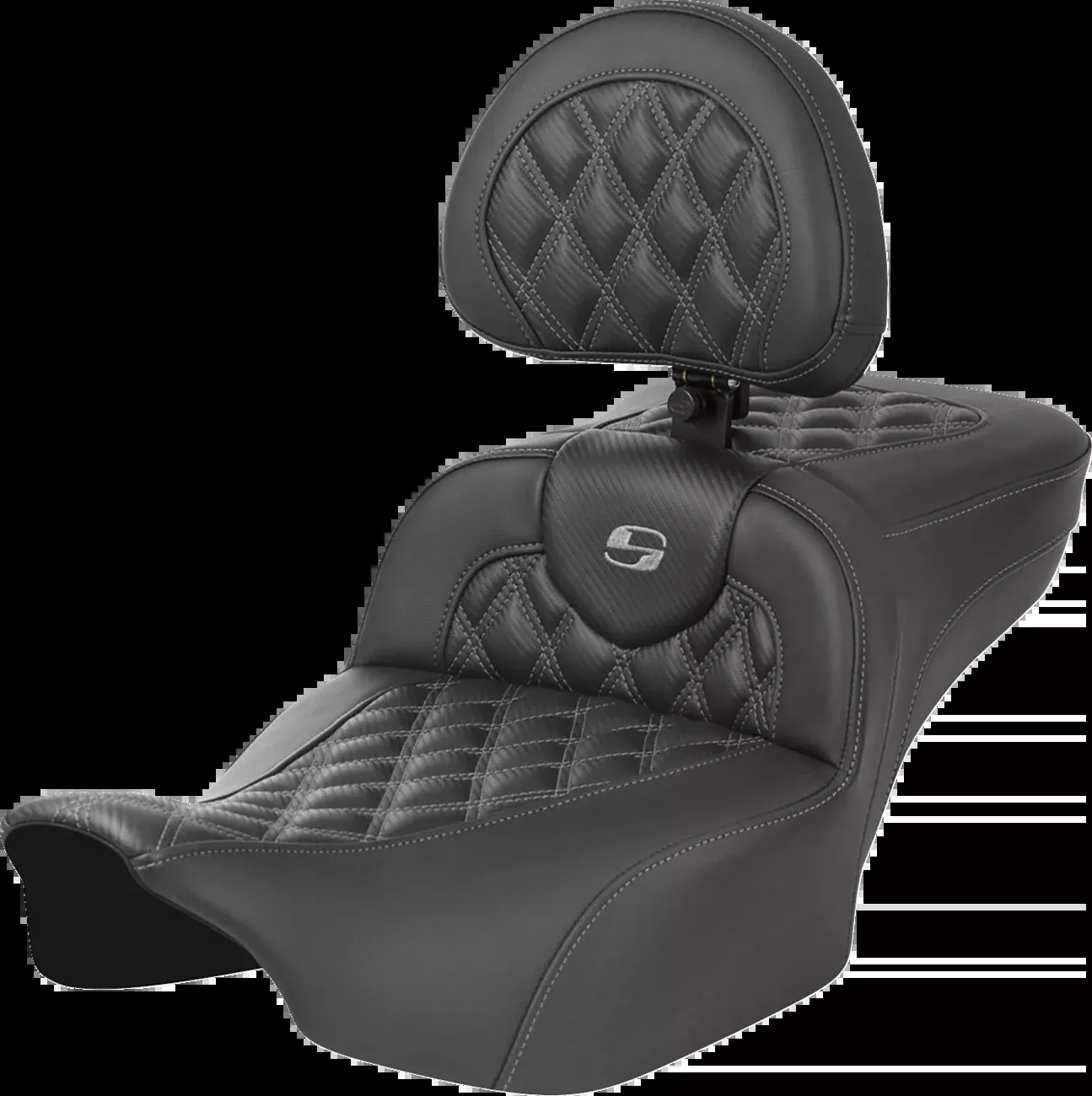 SADDLEMEN Roadsofa™ Extended Reach Seat – without Backrest – Lattice Stitch – Gray Stitch – FLTR/FLHX ’23-’24 823-07-207B2