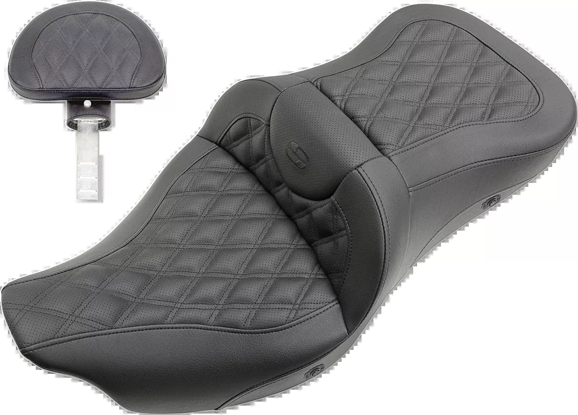 SADDLEMEN Roadsofa™ Heated Trike Seat with Backrest for Harley-Davidson FL 2009-2024 – Black