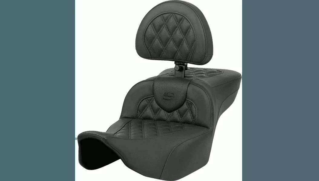 Saddlemen Roadsofa Lattice Stitch Extended Reach Seat with Driver Backrest for '23-24 Harley Davidson CVO Road Glide (ST) and Street Glide, '24-Up Road Glide and Street Glide Models