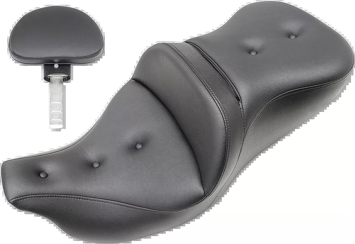 SADDLEMEN Roadsofa™ Pillow Top Seat with Backrest for Harley-Davidson Trike 2009-2024 – Black (Part #808-07B-181TBR)