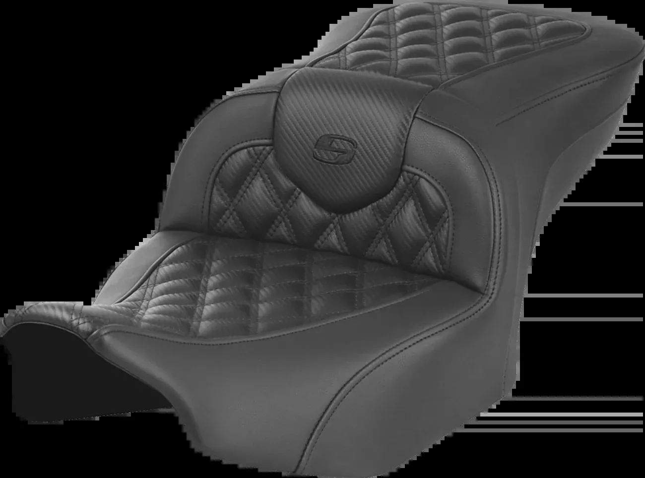 SADDLEMEN RoadSofa™ Seat for FLTR/FLHX 2023-2024 – Carbon Fiber with Lattice Stitch, Model 823-07-20600