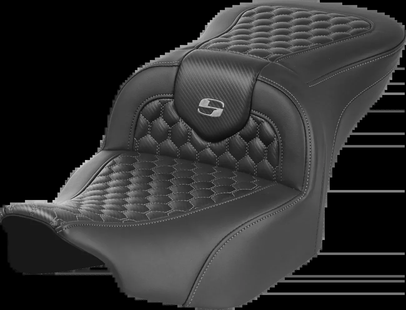 SADDLEMEN Roadsofa™ Seat for FLTR/FLHX 2023-2024 – Honeycomb Stitch Gray Saddlehyde with SaddleGel