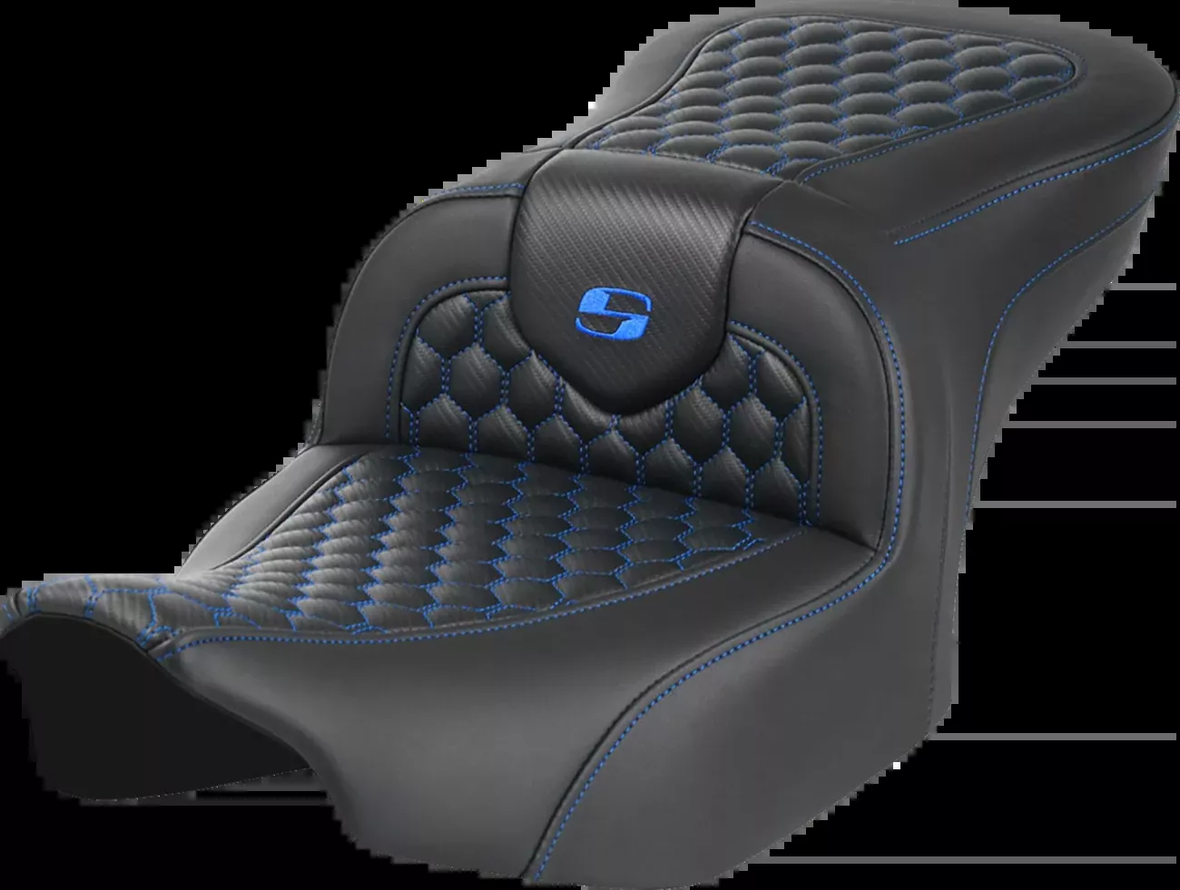 SADDLEMEN Roadsofa™ Seat for FLTR/FLHX ’23-’24 – Honeycomb Stitch with Saddlehyde Cover and SaddleGel™ Technology