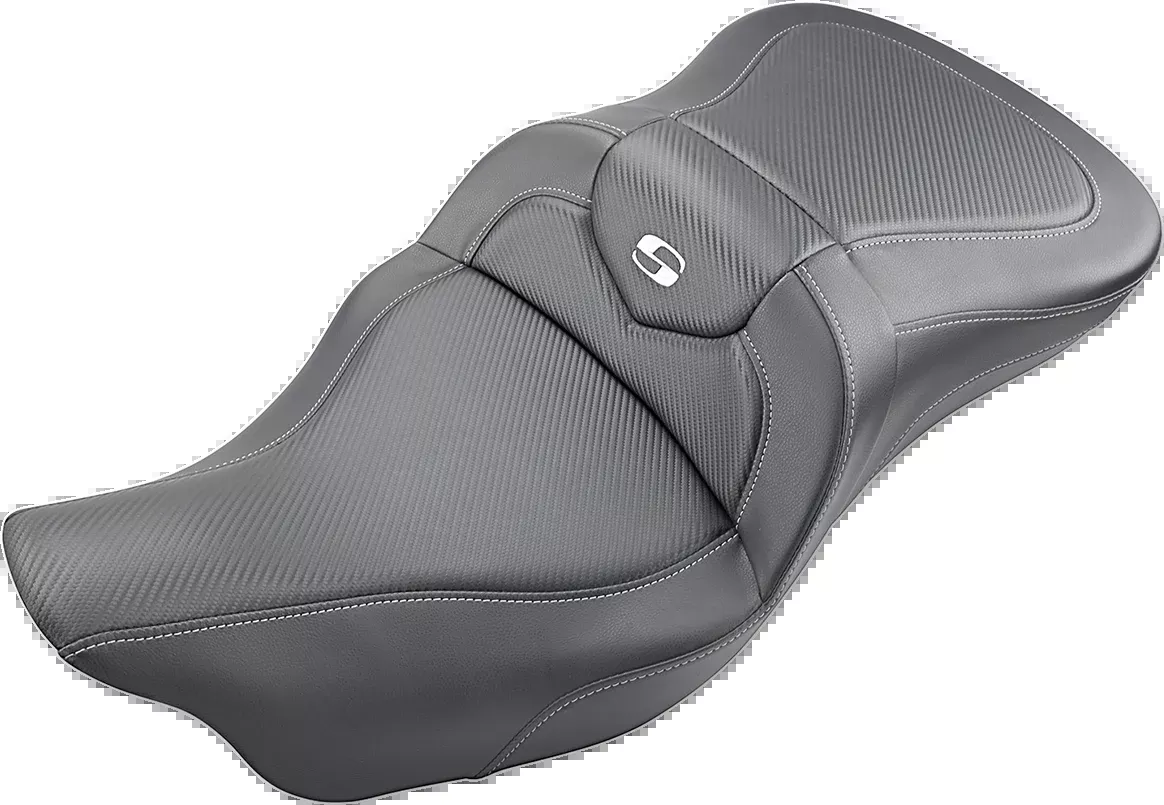 SADDLEMEN Roadsofa™ Seat for Harley-Davidson Trike – Carbon Fiber Finish, Black, Part 808-07B-185T