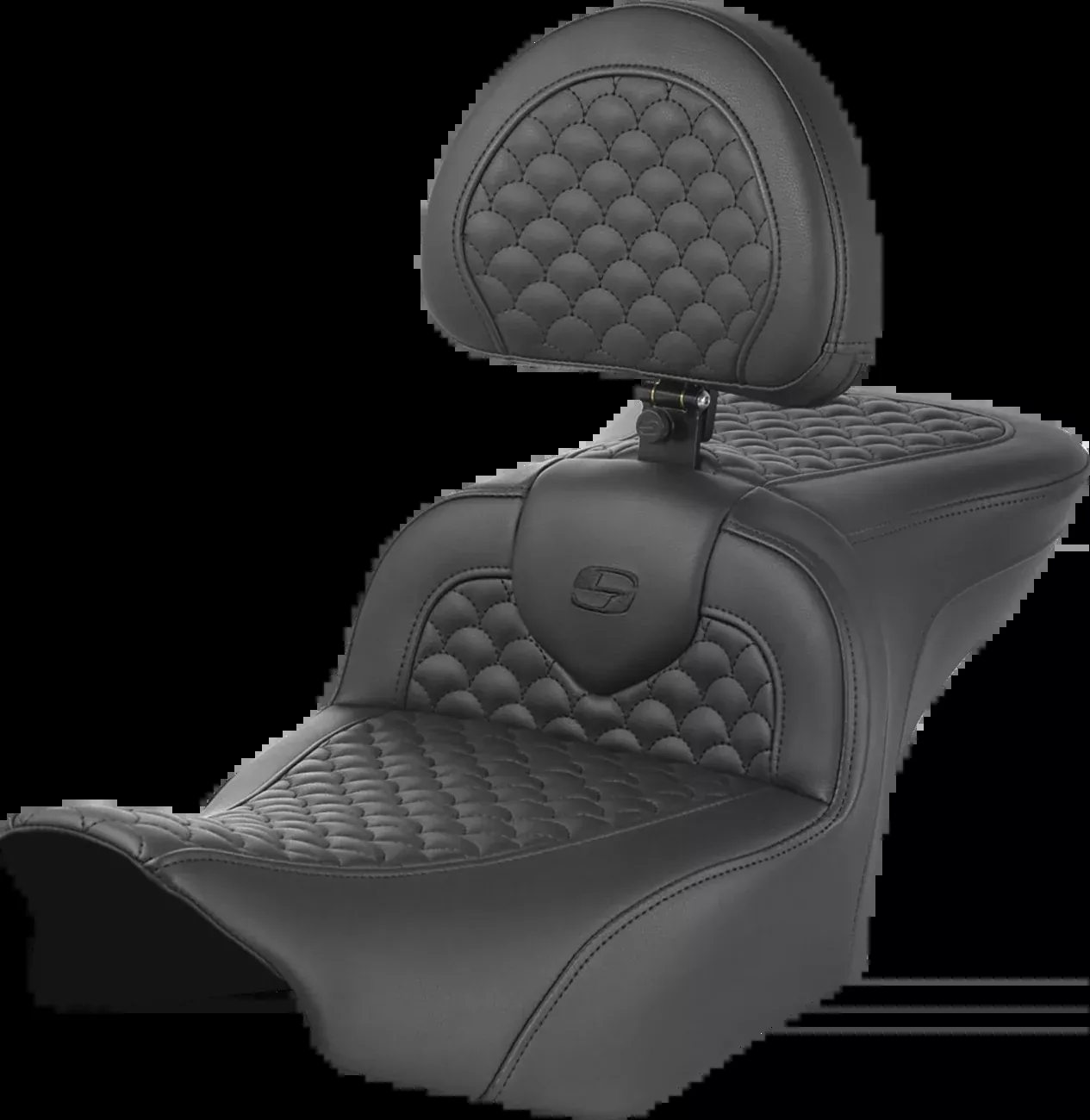 SADDLEMEN Roadsofa™ Seat with Backrest – Dragon Scale Stitch for FLTR/FLHX ’23-’25 | Part #823-07-208B0