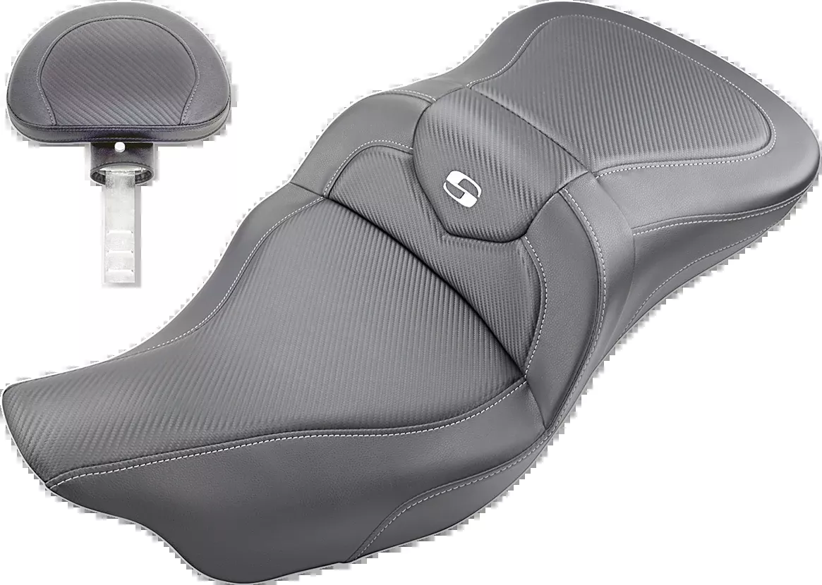 SADDLEMEN Roadsofa™ Seat with Backrest for FL 2008-2024 – Carbon Fiber and SaddleHyde™