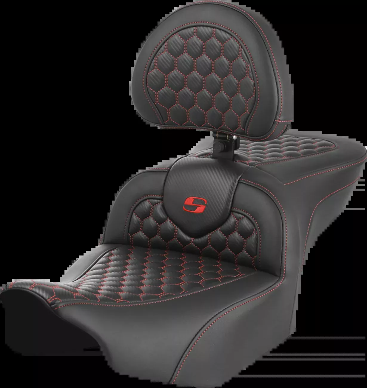 SADDLEMEN Roadsofa™ Seat with Backrest for FLTR/FLHX 2023-2024 – Honeycomb Pattern and Saddlehyde Cover