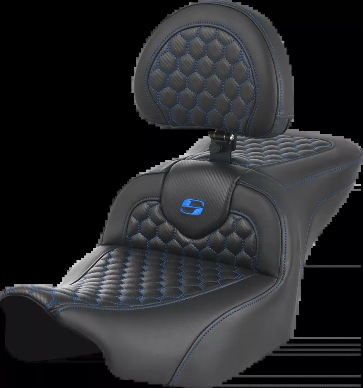 SADDLEMEN Roadsofa™ Seat with Backrest for FLTR/FLHX 2023-2024 – Honeycomb Stitch and Saddlehyde Cover