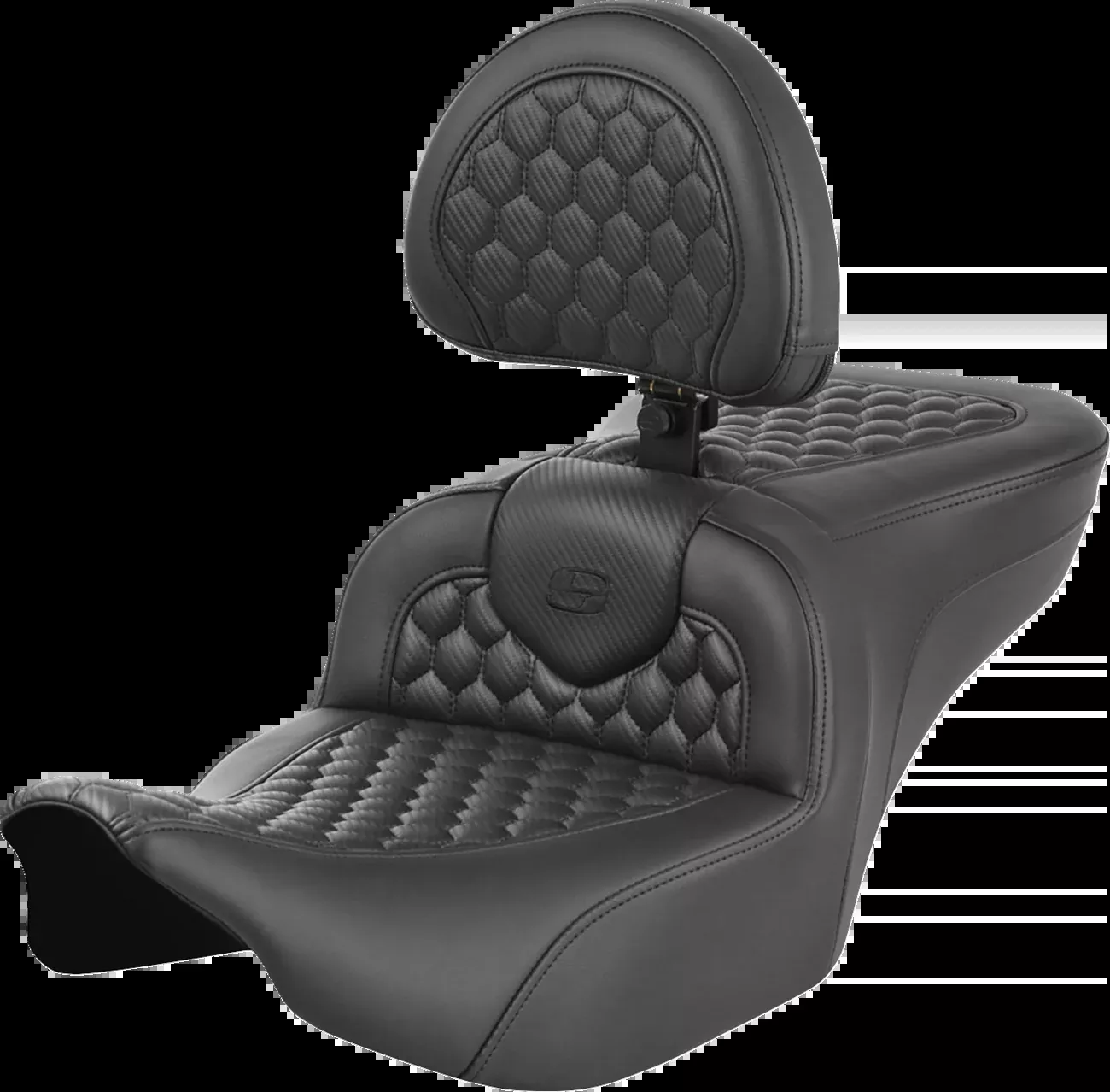 SADDLEMEN Roadsofa™ Seat with Backrest for FLTR/FLHX 2023-2024 – Honeycomb Stitching and Saddlehyde Cover