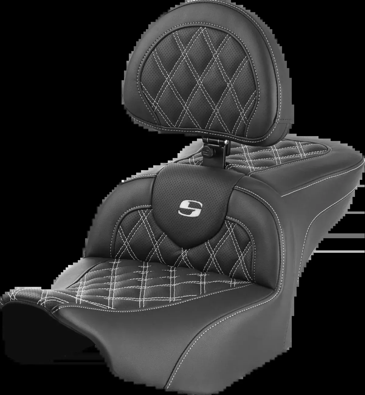 SADDLEMEN RoadSofa™ Seat with Backrest for FLTR/FLHX 2023-2024 – Stitch, Lattice Design, Part #823-07-182B6