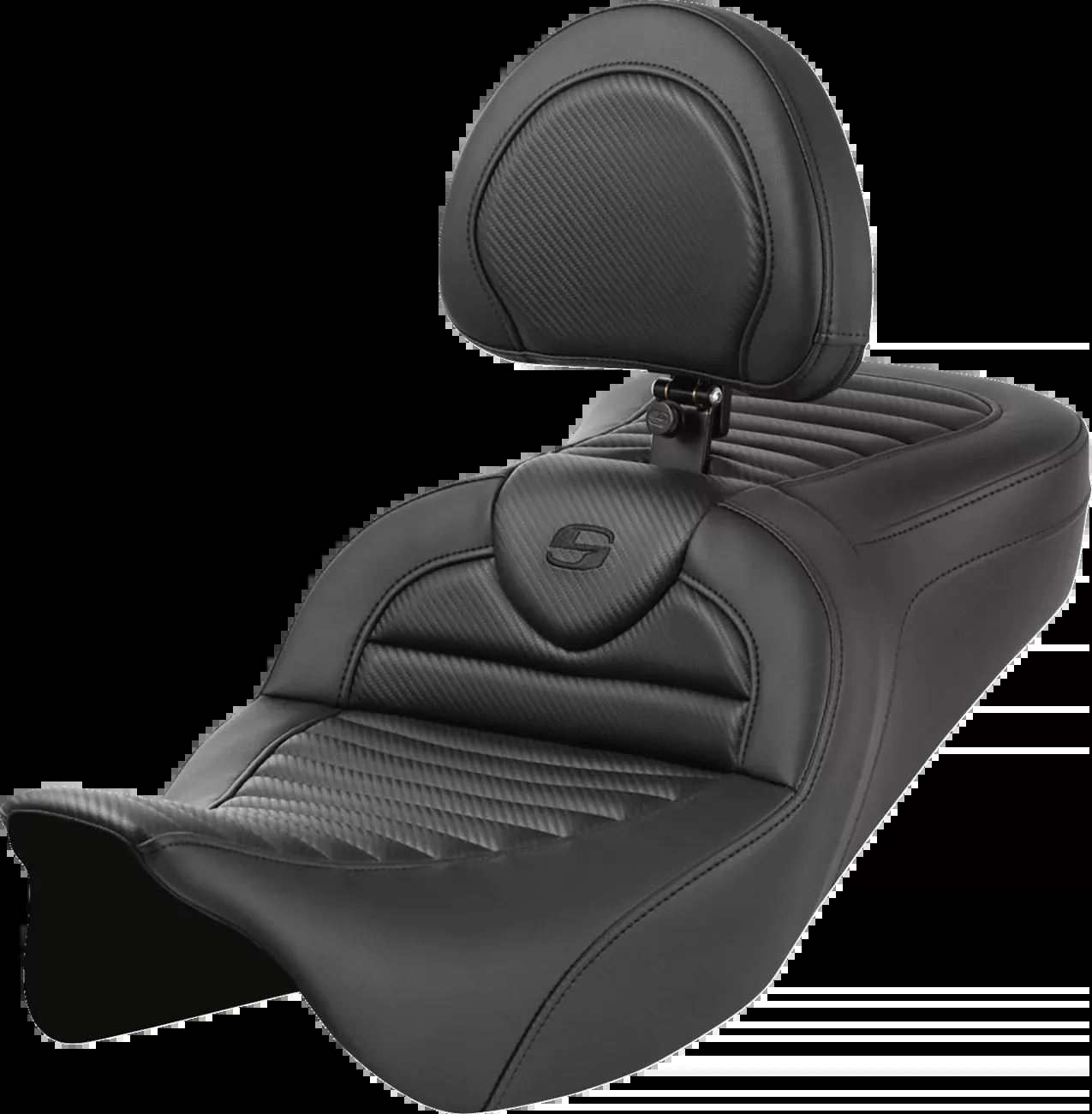 SADDLEMEN Roadsofa™ Seat with Backrest Tuck-n-Roll Carbon Fiber for FL 2008-2023 – Part 808-07B-204B0