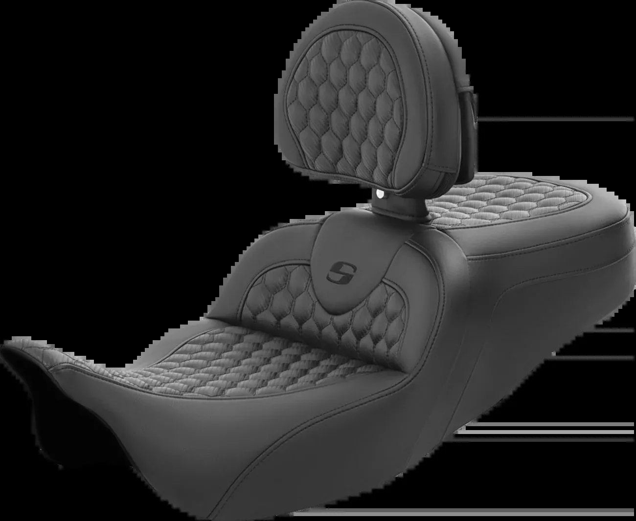 SADDLEMEN RoadSofa™ Seat with Honeycomb Cover and Backrest – Model 808-07B-189BR