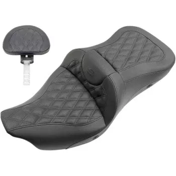 Saddlemen Roadsofa Standard Reach Seat With Backrest Full Lattice Stitch Heated – 808-07B-182BRHC For Harley Touring 2008-2025
