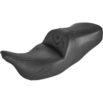 Saddlemen Roadsofa Standard Reach Seat Without Backrest Black With Black Stitch – 808-07B-187 For Harley Touring 2008-2025