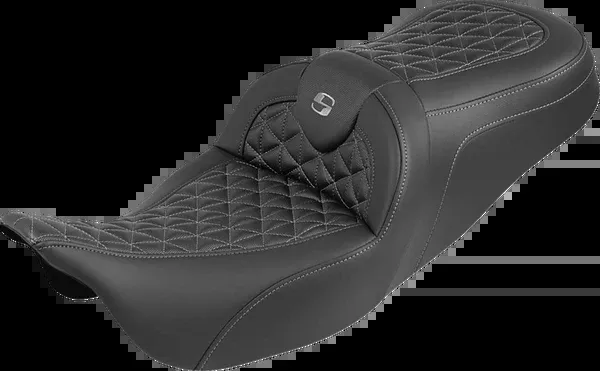 Saddlemen RoadSofa™ Tri Gripper Seat - Standard Reach - Gray Stitch - w/o Backrest - FLH/FLT '08-'25 - 808-07B-21002