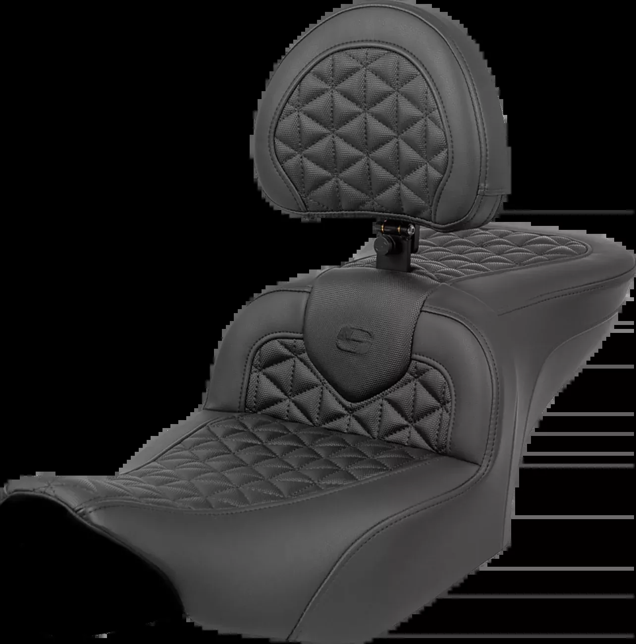 SADDLEMEN RoadSofa™ Tri Gripper Seat with Backrest for FLH/FLT 2023-2024 – Standard Reach, Part 823-07-210B0