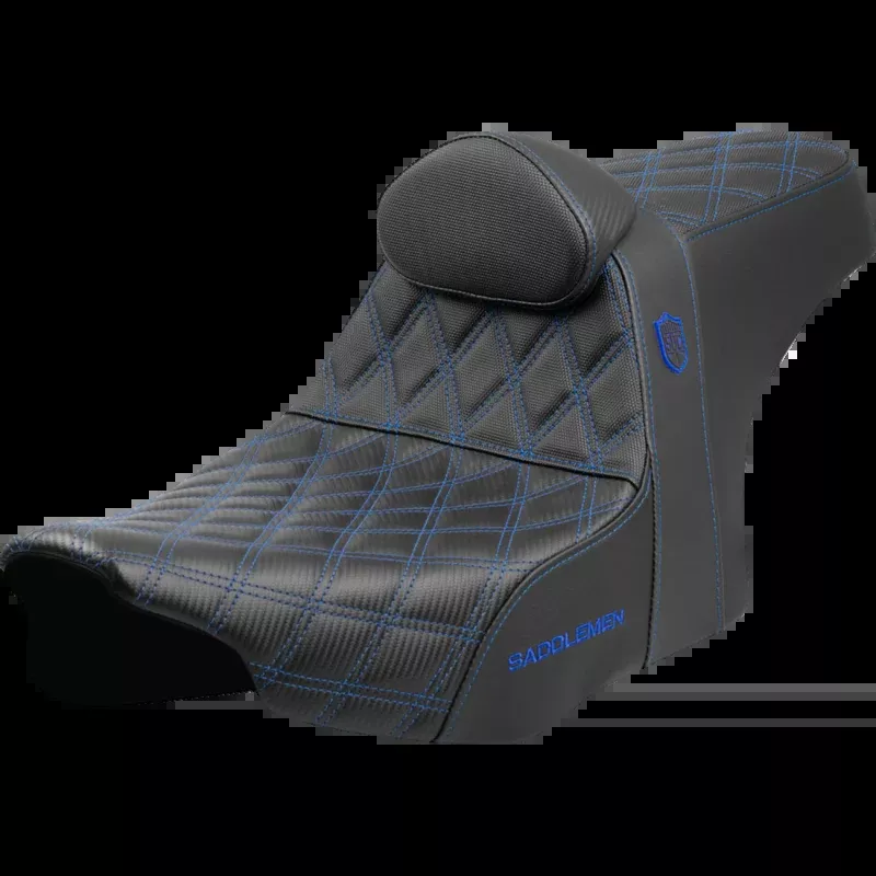 SADDLEMEN SDC PRO GRIPPER LS BLUE WITH BACKREST 24-26 HARLEY BAGGERS