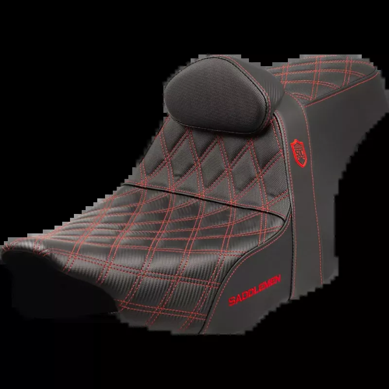 SADDLEMEN SDC PRO GRIPPER LS RED WITH BACKREST 24-26 HARLEY BAGGERS