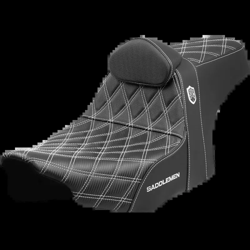 SADDLEMEN SDC PRO GRIPPER LS WHITE WITH BACKREST 24-26 HARLEY BAGGERS