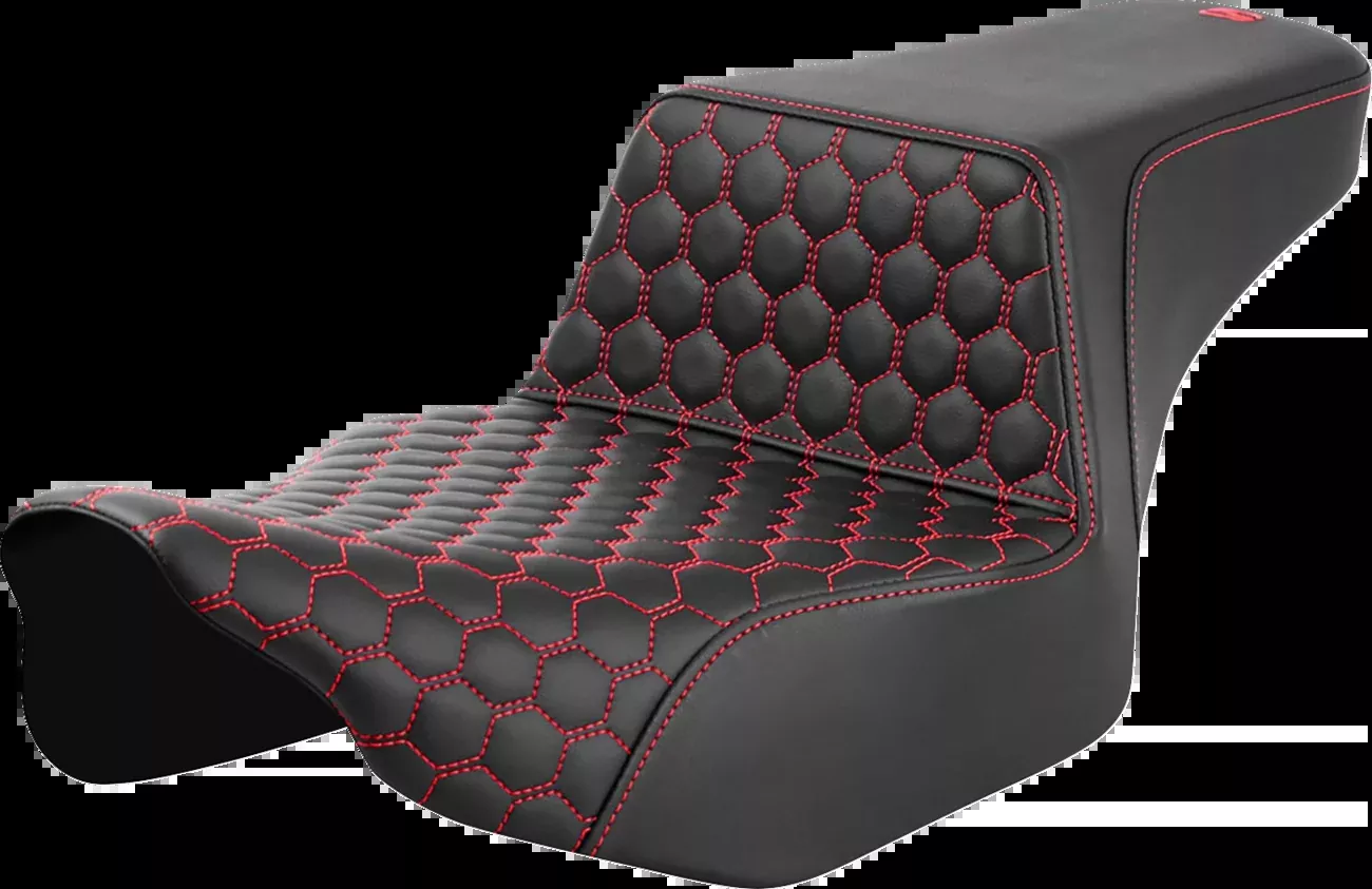 SADDLEMEN Step-Up Front Honeycomb Seat with Red Stitch for FL ’23-’24 – Part 823-07-17804