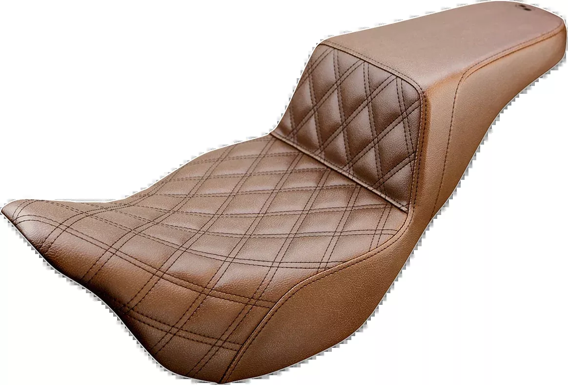 SADDLEMEN Step-Up Front Lattice Stitch Seat for Harley FL 2008-2024 – Brown Part 808-07B-172BR