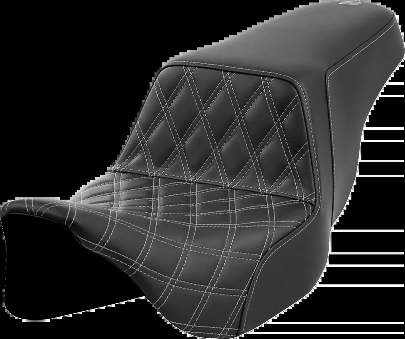 SADDLEMEN Step-Up Front Seat with Lattice Stitch – Dark Gray Stitch for Harley FLH/FLT 2008-2023 (Part #808-07B-17202)