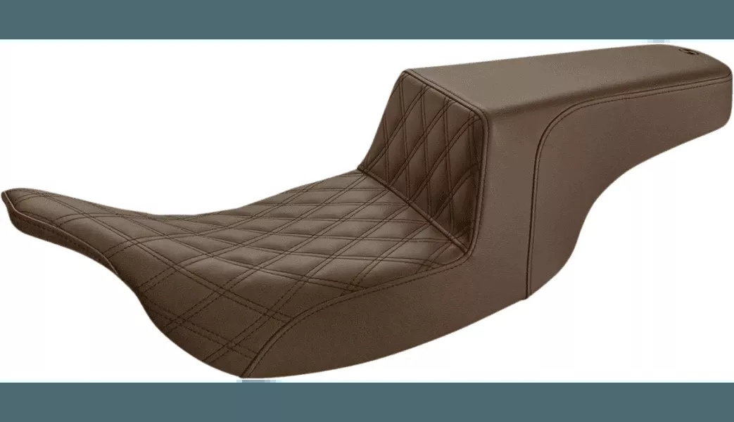 Saddlemen Step Up Seat for '97-07 Harley Davidson Electra Glide and Road Glide - Brown Front Lattice Stitch/Smooth