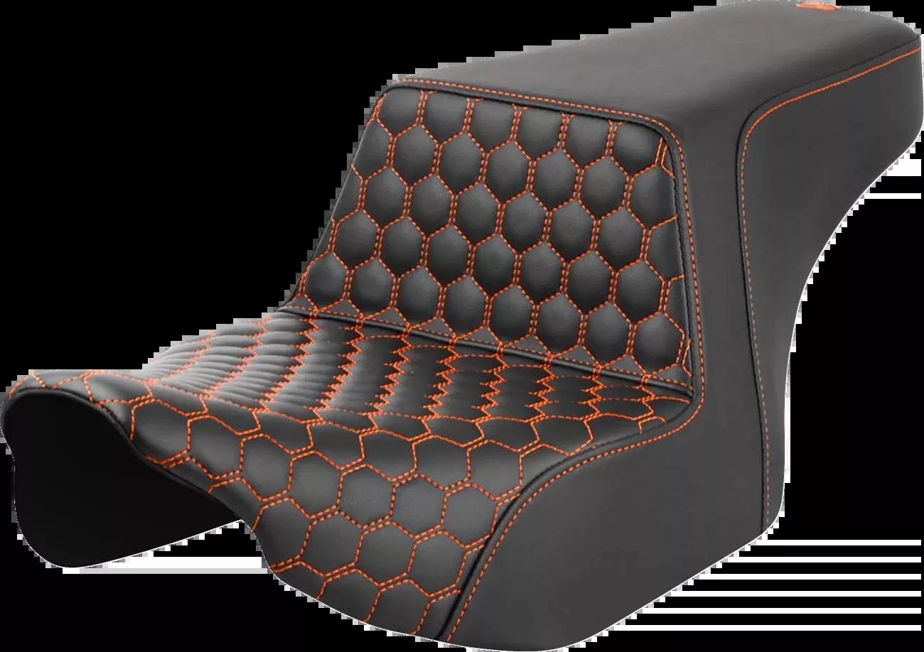 Saddlemen Step-Up Seat - Front Honeycomb - Orange Stitching - FL '23-'24 - 823-07-17703