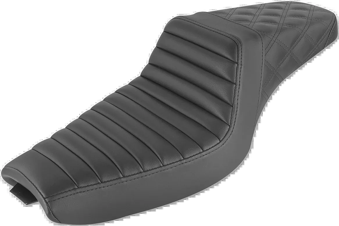 Saddlemen Step-Up Seat – Front Tuck-n-Roll/Rear Lattice Stitch – Black – XL – 807-03-176