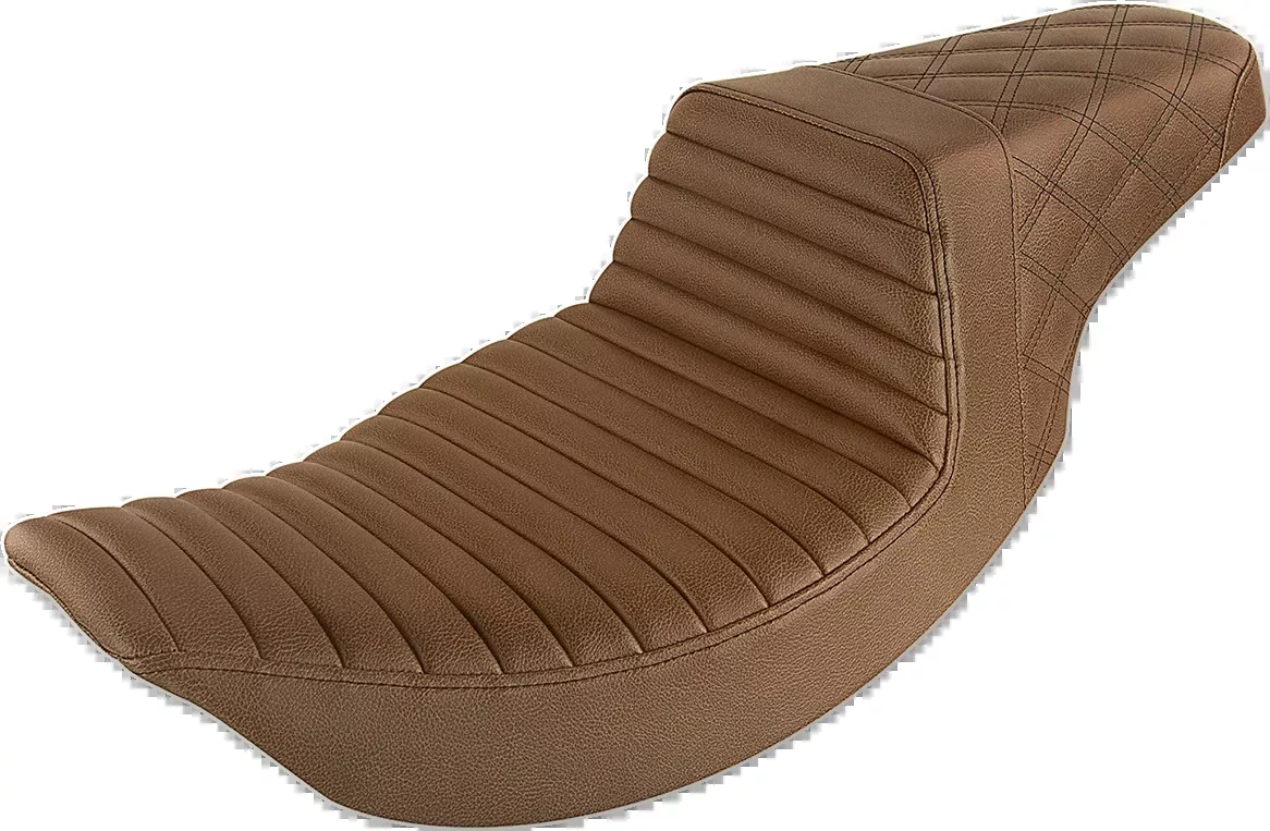 Saddlemen Step-Up Seat - Front Tuck-n-Roll/Rear Lattice Stitch - Brown 06-07 FLHX and 97-07 FLHR - 897-06-176BR