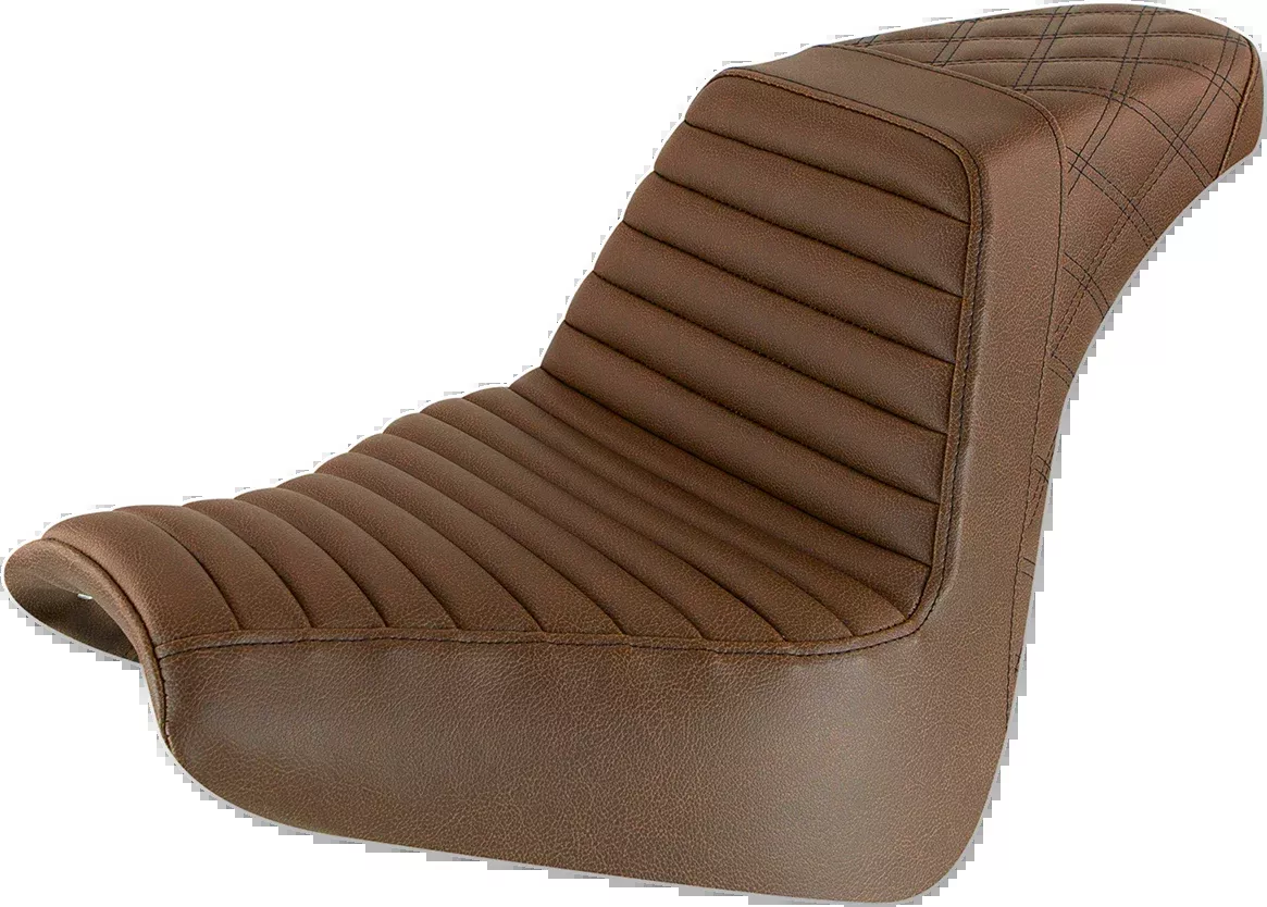 Saddlemen Step-Up Seat - Front Tuck-n-Roll/Rear Lattice Stitch - Brown - '18-'20 FXBR/S - 818-31-176BR
