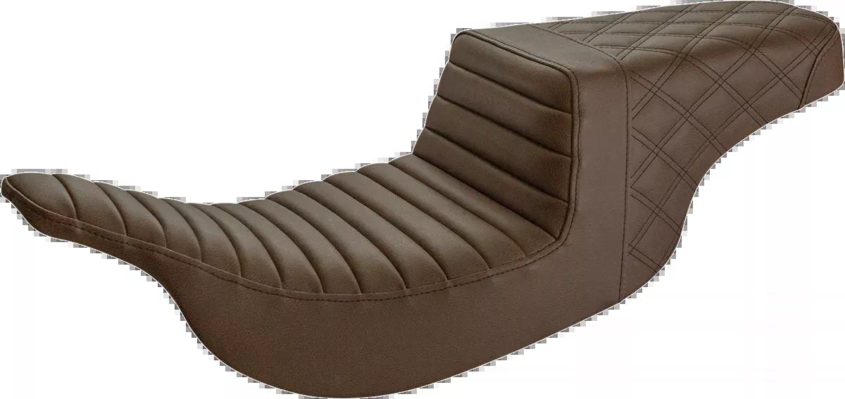 Saddlemen Step-Up Seat - Front Tuck-n-Roll/Rear Lattice Stitch - Brown 97-07 FLH - 897-07-176BR